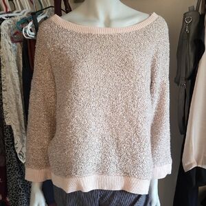 Calvin Klein Jeans Pink Fuzzy Knit Boat Neck Sweater